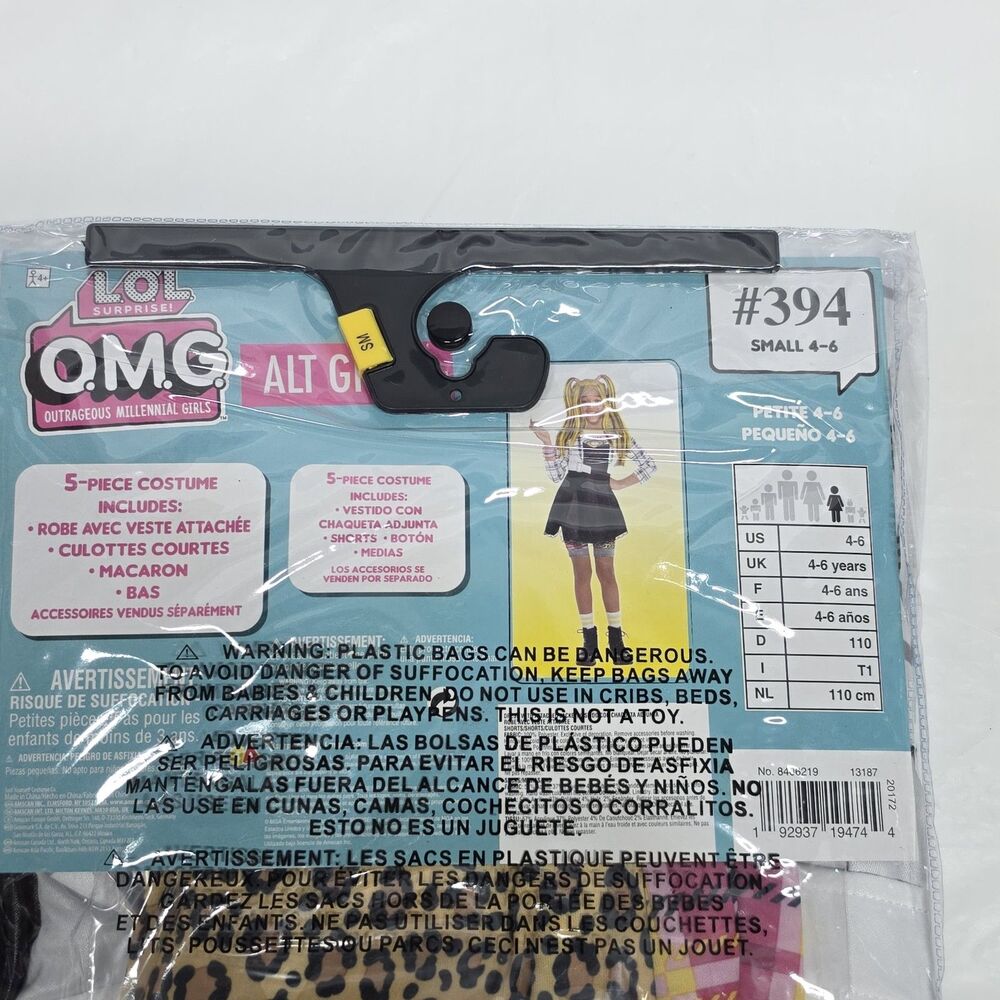 LOL Surprise OMG Alt Grrrl Kids Halloween Costume & Wig (Child Sz Small 4/6) NEW - Picture 4 of 7